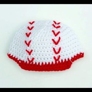 Crochet Baseball Baby Hat- 0-3 months